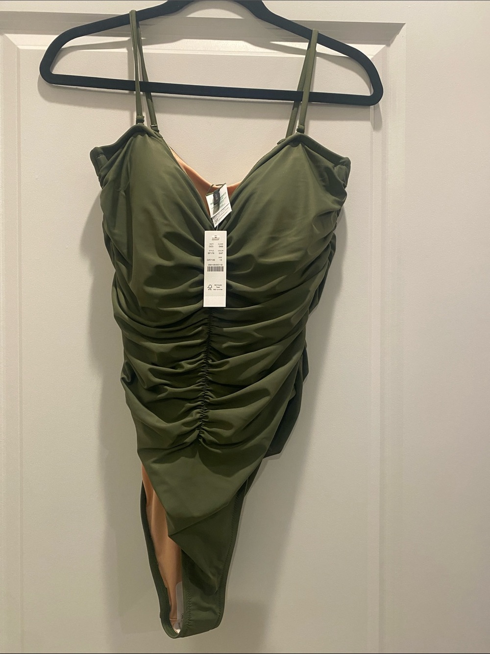 J. Crew Olive Green Ruched One-Piece Swimsuit